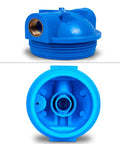 10 Inch Whole House Water Filter System With Hella Durable Thick Walled Transparent Housing And Classy Three Quarter Inch Brass Fittings Paired With Four Sick 5 Micron Pleated Sediment Cartridges blue connector with brass fitting