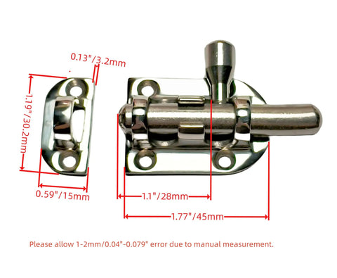 Badass Heavy Duty 316 Marine Grade Stainless Steel Barrel Bolt dimensions 60mm x 30mm for boat hatches and lockers.
