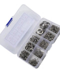 Open Spring Washers And Split Lock Washer Set, 480 Pcs Mechanical Fastener Kit in storage box, stainless steel.