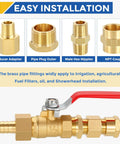 Brass Pipe Fittings Kit For Air Oil And LP Propane Systems DIY Friendly One Half Inch Male Flare To Three Eighths Inch Male NPT
