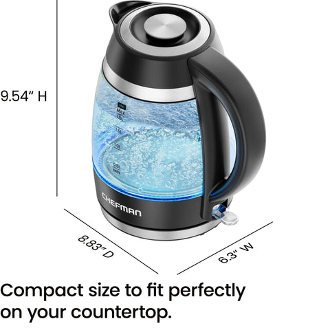 Fast 1.8L Electric Kettle 1500W For Quick Boil Tea Coffee With Removable Lid Auto Shut Off Boil Dry Protection on countertop