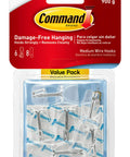 Medium Clear Wire Toggle Hooks With Adhesive Strips Set Of 6 Hooks And 8 Strips For Damage Free Hangin On Walls, Doors, Cabinets Or Closets