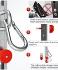 Adjustable Steel Resistance Band Wall Mount System With 40 Inch Vertical Glide And Heavy Duty Wall Anchor Kit For Killer Stability Home Gym Strength Training showcasing lock holes and adjustable knob.
