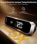 Instant Read Meat Thermometer With Temp Lock And Auto Resume 0.5 Second Digital Probe IP67 Waterproof stainless display
