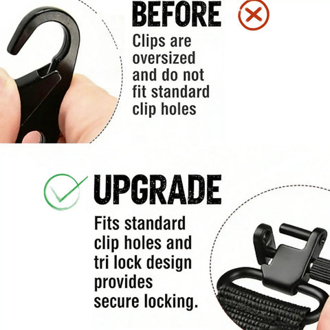 Comparison of clip designs for Two Point Shotgun Sling With 15 Round 12 Gauge Shell Holder Go To Accessory For Quick Access Ammo During Hunting And Outdoor Adventures Built For Field Use