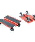 Heavy Duty Steel Roller Dollies With Non Slip Rubber Platform For Moving Furniture Tires And Toolboxes No Sweat Hauling Up To Five Hundred Lbs Per Pair Smooth Rolling Action and Rock Solid Construction.