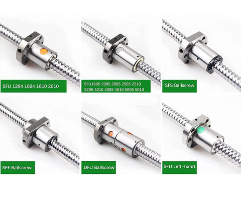 Rock Solid Anti Backlash Ball Screw Kit 25 MM With 10 MM Pitch And 2100 MM Length with various ball screw types and support bearings.