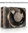 Heavy Duty EC Axial Fan Motor Retrofit Featuring Slick Dual Ball Bearings And Solid Metal Shroud Fits 115V Cold Display Cases Runs Dead Quiet For No Drama Top Shelf Cooling close-up view showcasing dual ball bearings and motor design