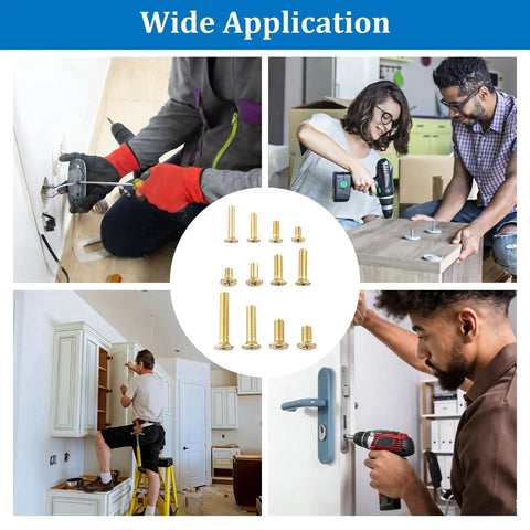 Badass Brass Machine Screw And Nut Kit With Washers For Electronics Repair Heavy Duty Flat Head Phillips Countersunk Fasteners Tight Fit Assorted Twelve Sizes Slick Hardware Set during various DIY applications.