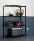 Heavy Duty Real Deal Adjustable Wire Shelving Rack With Seriously Tough 3200 Lb Capacity For Kitchen Garage And Laundry Setup Built Like A Tank Nsf Certified Black 48x24x72in displaying sports equipment and storage bins.