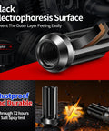 Close-up of black electrophoresis spline lug nut from 24pc Dope Black Spline Lug Nuts Set 14X15 Pitch Universal Fitment for secure grip.