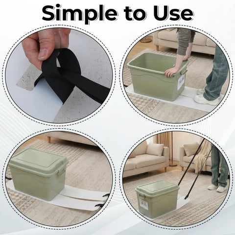 Heavy Duty Appliance Sliders With Reinforced Pull Straps For Absolute No Sweat Fridge Moves and Smooth Sailing Repositioning Slides in use.