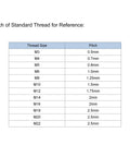 Table showing standard thread pitch sizes for M3 to M22 for Revolving Handwheel For Milling Machines And Lathes With Black Handle And M8 Male Threaded Stem 14mm Thread Length 22mm Grip 61mm Handle Built To Take Beefy Shop Use For Milling Lathe And Grinding Machines