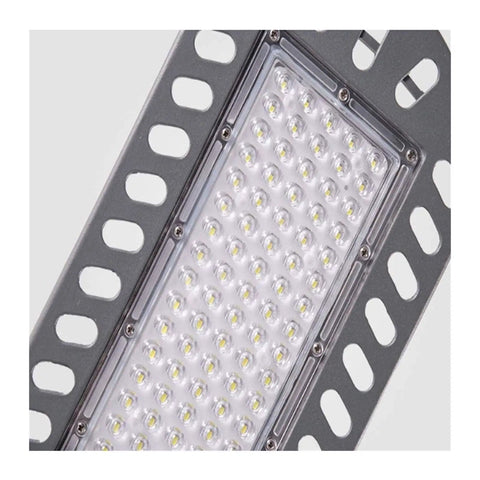 Close-up view of Heavy Duty 120W Solar Street Light With Motion Sensor Tough Aluminum Housing and LED flood beam.