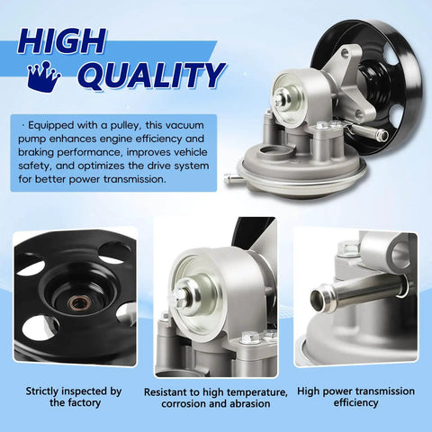 Rugged Isuzu NPR Vacuum Pump With Pulley, direct fit component, featuring metal housing for high power transmission efficiency.
