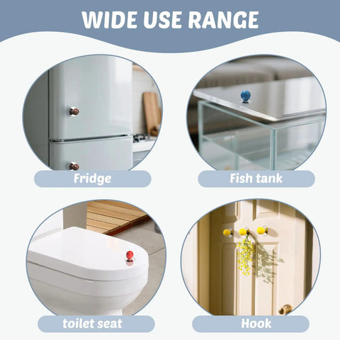 Dead Simple Peel And Stick Cabinet Knobs Ten Pack Red Ceramic Ball Handles With Slick Silver Stainless Base Rock Solid Adhesive Zero Fuss Install For Drawers Cupboards And Dressers used on fridge, fish tank, toilet seat, and hook.
