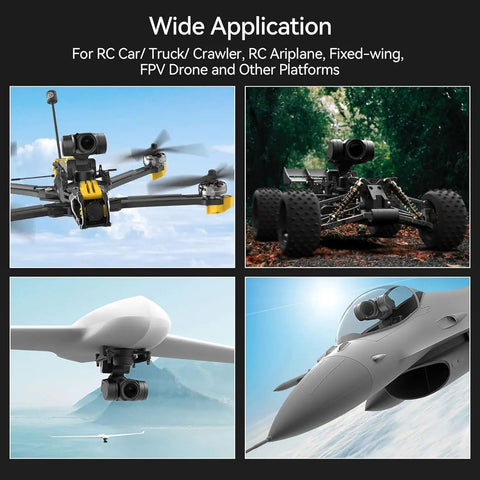 Three Axis FPV Camera Gimbal With Head Tracking and Pan Tilt Mount, UART PWM Control, C-20T Model on drone, car, plane setups