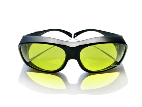 Heavy Duty Laser Safety Glasses Delivering Full Coverage Broad Spectrum Eye Protection For Uv To Far Infrared Range CE En207 with yellow lenses