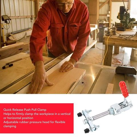 Double Headed Push Pull Toggle Clamp With 65.5 mm Stroke And 318 kg Clamping Force in woodworking setup