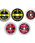 Beast Mode 3 Inch Angle Grinder Blade Set features five tough cutting discs for ceramic tile, hardwood, concrete, and metal.