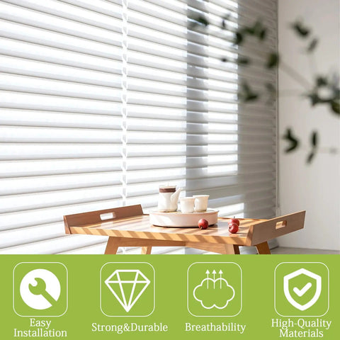 Bright window with white blinds, showcasing the Top Shelf Window And Shutter Repair Kit With Sixty Badass Plastic Pins Spring Locks And Clips Quick Install For Blinds And Screens That Makes Home Maintenance A Total No Sweat Experience.