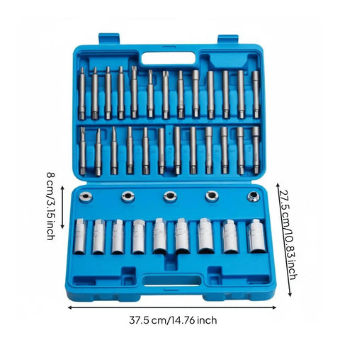 Pro Grade Shock Absorber Strut Wrench Set With Piston Rod Holding Tools Comprehensive Strut Nut Socket Kit CR Build Labeled Pieces For Pro Workshops Easy Suspension Service And Parts Replacement, blue 39-piece case set, 37.5 cm