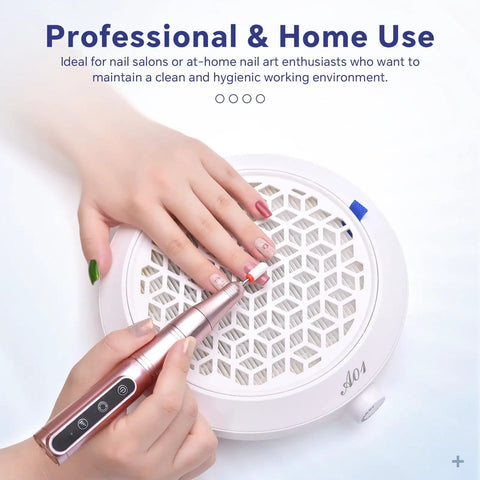 2 Pack Nail Dust Collector Filter Replacements Washable Reusable Filters For Nail Dust Vacuum Fan in use with manicure tool
