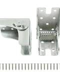 Hella Sturdy Folding Table Leg Brackets Self Locking Heavy Duty Hinge Set with screws, zinc plated steel material, solid design.