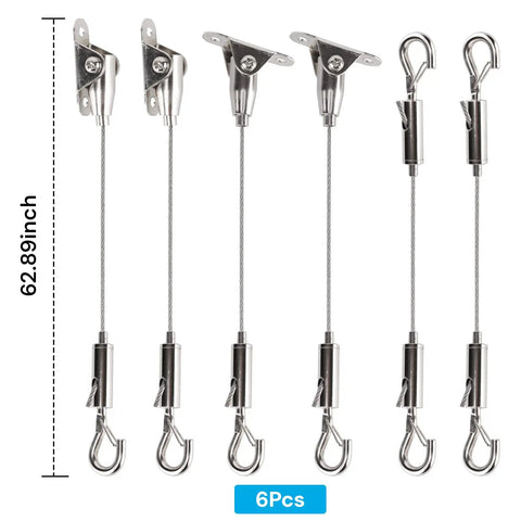 Heavy Duty Picture Hanging Kit With 1.5 Meter Adjustable Stainless Steel Cable And 6 Piece Wire Rope Suspension for artwork