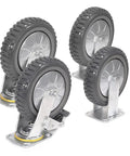 Heavy Duty 8 Inch Swivel And Fixed Caster Wheels Set With Top Lock Brakes 575 Lb Each Total 2,300 Lb Capacity 4 Pack