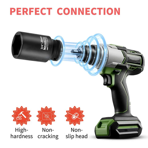 Impact wrench compatible with Beefy Half Inch Drive Metric Impact Socket Set With 43 Piece Deep And Shallow Assortment 8mm To 32mm