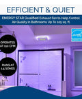 Super Quiet Bathroom Ventilation Fan With 110 Cfm Airflow And Vibrant Led Lighting, Energy Star Rated For Zero Sweat Humidity Pull With Shower View