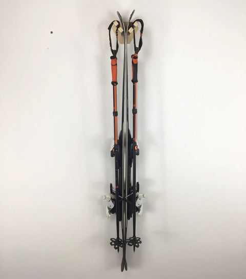 Kickass Vertical Ski Wall Rack Heavy Duty Snow Gear Organizer For Garage Storage Easy Install Design with skis and poles