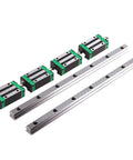Heavy Duty Hgr20 Linear Guide Rail Set With Rm1605 Precision Ball Screw Kit featuring steel rails and green bearing blocks.