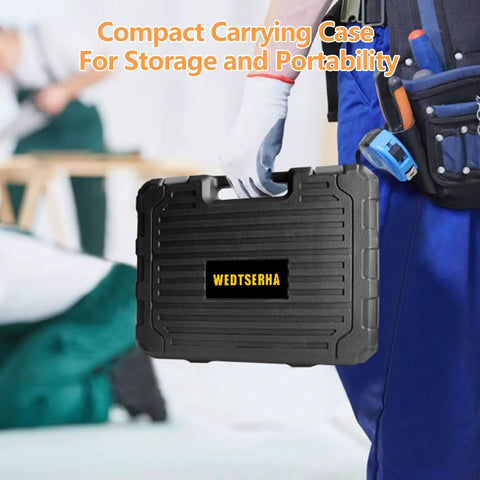 Heavy Duty Ninety Five Piece Tool Kit With Cordless Power Drill And Slick Portable Case For DIY Home Repair Auto Service No Sweat Handyman Projects And Weekend Fix Ups in a compact carrying case.