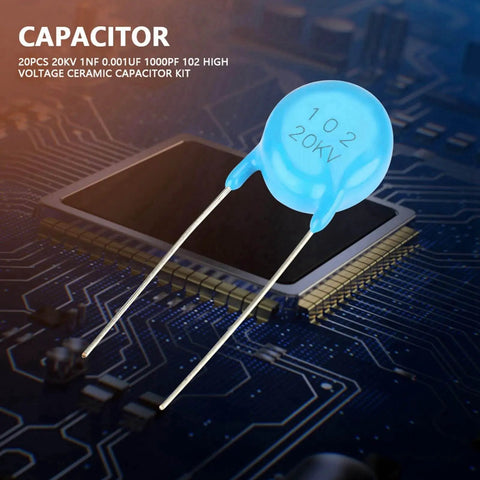 Heavy Duty High Voltage Ceramic Capacitor Value Pack Badass Electronics Project Material Tough As Nails Build For Wild Circuit Repairs Featuring Solid 20kV Power And Reliable Nanofarad Specs Just Works, 20kV capacitor in blue color.