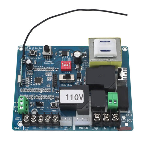 Sliding Gate Opener Main Board With Remote Controllers, 110V control board for DC motors, blue circuit design, top view