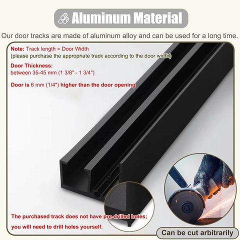 Trackless Concealed Sliding Door Hardware Kit For 36 To 60 Inch Openings Black Mirrored Finish Soft Close Barn Door System detail