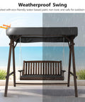 4 Ft Porch Swing With Stand Heavy Duty 660 Pound Wooden Swing Set With Canopy For Garden Patio And Yard Rustic Outdoor Hangout Chair Built From Solid Fir Wood With Rotatable Canopy For Sunshade