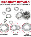 Heavy Duty Lock Washers Kit With External And Internal Serrated Teeth For Vibration Resistance M3 M4 M5 M6 M8 And M6 To M15 1000 Pcs Assortment details
