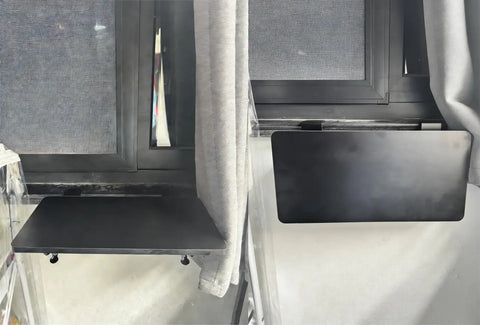 Smooth Operator Foldable Window Ledge Extender And Clamp On Desk Shelf For Books And Plants No Sweat Setup Killer Compact Design shown in use.