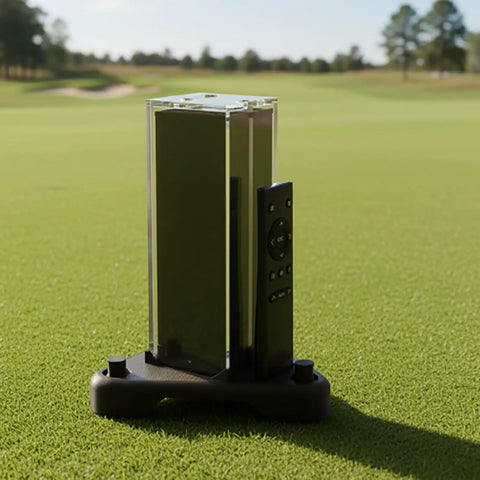 Pro Grade Golf Swing Analyzer Base With Remote Storage For Hitting Mats And Golf Training Adjustable Three Point Leveling Stand