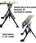 Adjustable Welding Table With Wheels Portable Steel Workbench 30 Inch By 20 Inch Tilting Top Foldable For Easy Storage