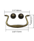 Set Of 10 Hella Sturdy Antique Bronze Cabinet Knobs And Bail Pulls With 3.1 Inch Hole Spacing Heavy Duty Zinc Alloy Construction Top Shelf Rustproof Kitchen Drawer Hardware with dimensions.