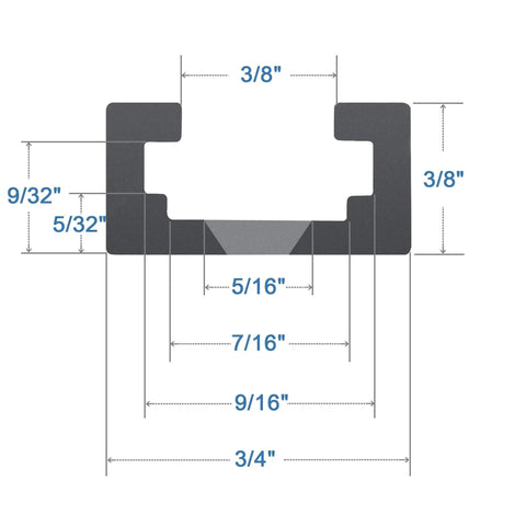 Top Shelf 36 Inch Aluminum T Track For Woodworking, Heavy Duty Two Pack Jig Guide Rail showing detailed measurements.