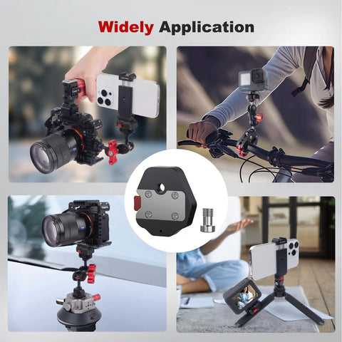 Compact Aluminum Quick Release Plate System With One Quarter Inch Screw used on camera rigs, gimbals, and bike mounts