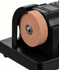 Close-up of Electric Double Grinding Wheel Buffer disc, showcasing heavy-duty polishing power for rust and dull edge removal.