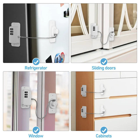 3 Piece Abs Window Locks With Coded Lock No Tool Needed Install Kidproof Security For Freezer And Cabinets on different surfaces
