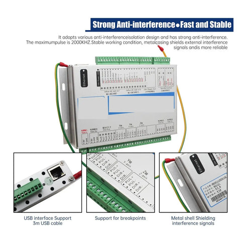 Ethernet CNC Motion Control Driver Card Kit for 3, 4, or 6 Axis Breakout Board with Handwheel, anti-interference design