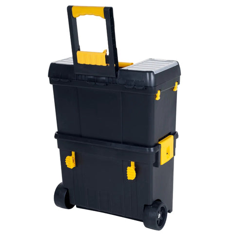 Rolling Tool Chest On Wheels With Drawers And Stackable Compartments For On The Go Jobs, Heavy Duty Mobile Utility Cart